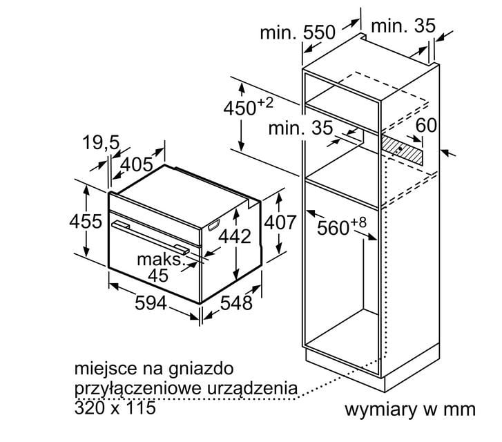 PIEKARNIK DO ZABUDOWY KOMPAKTOWY Z PAROWAREM STALOWY CSG656BS2 - obrazek 2